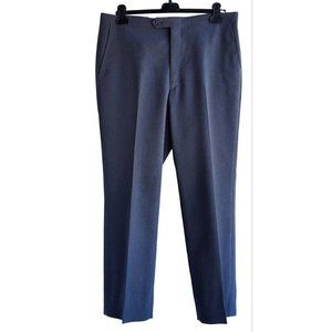 1980's 34x30 Vintage Securo Slax Flat Front No Cuff Gray Pants Wool Work Slacks